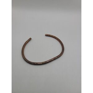 Hammered Copper Open Cuff Bracelet Artisan Style Minimalist Boho Statement Jewel